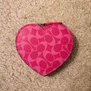 Coach Signature Pink Heart-Shaped Coin Purse